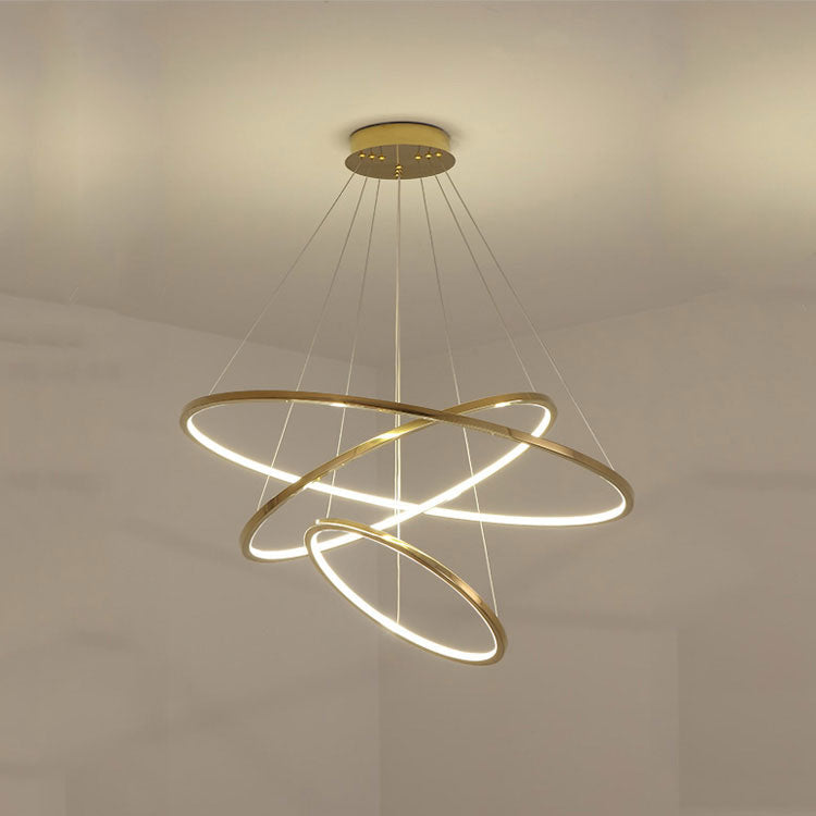 Amina Gold Multi Rings Chandelier for Lobby Villa