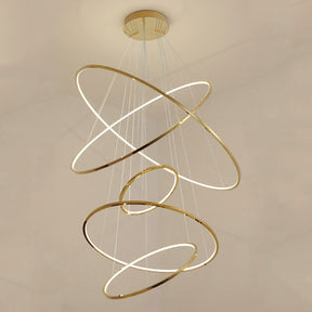 Amina Gold Multi Rings Chandelier for Lobby Villa