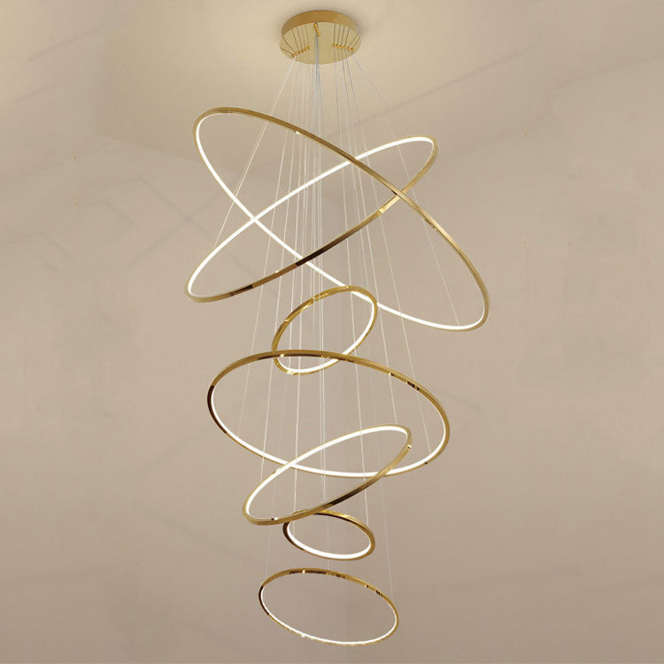 Amina Gold Multi Rings Chandelier for Lobby Villa