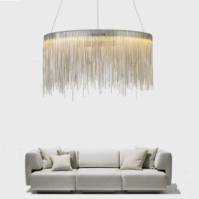 Angelina Aluminum Chain Tassel Round Chandelier