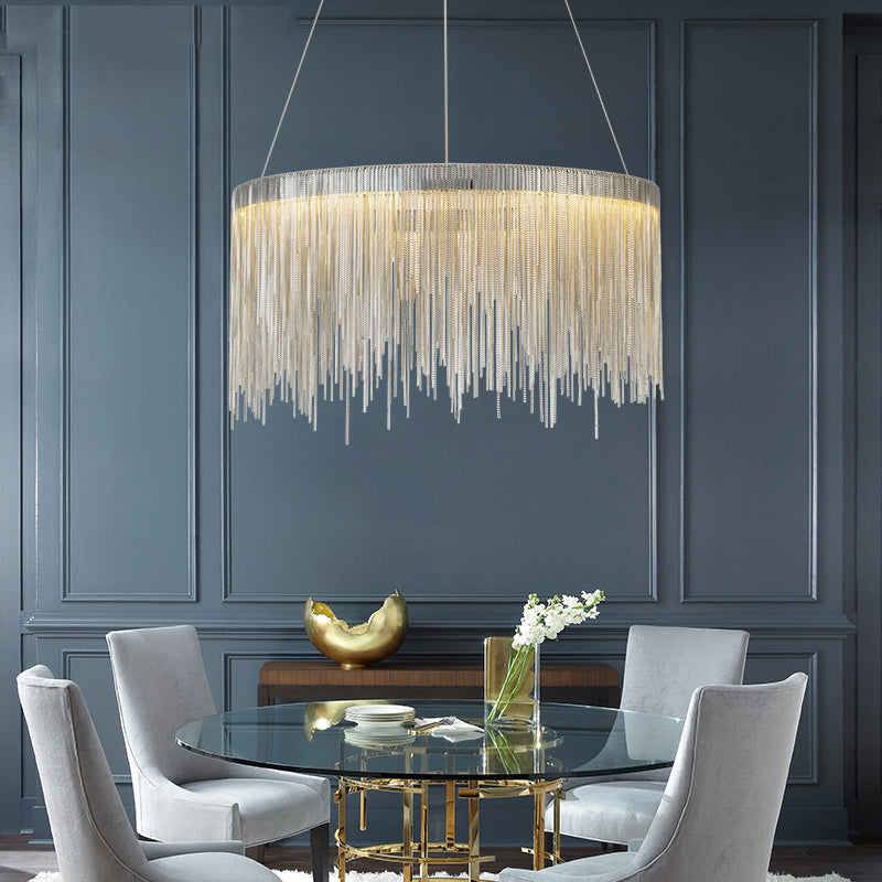 Angelina Aluminum Chain Tassel Round Chandelier