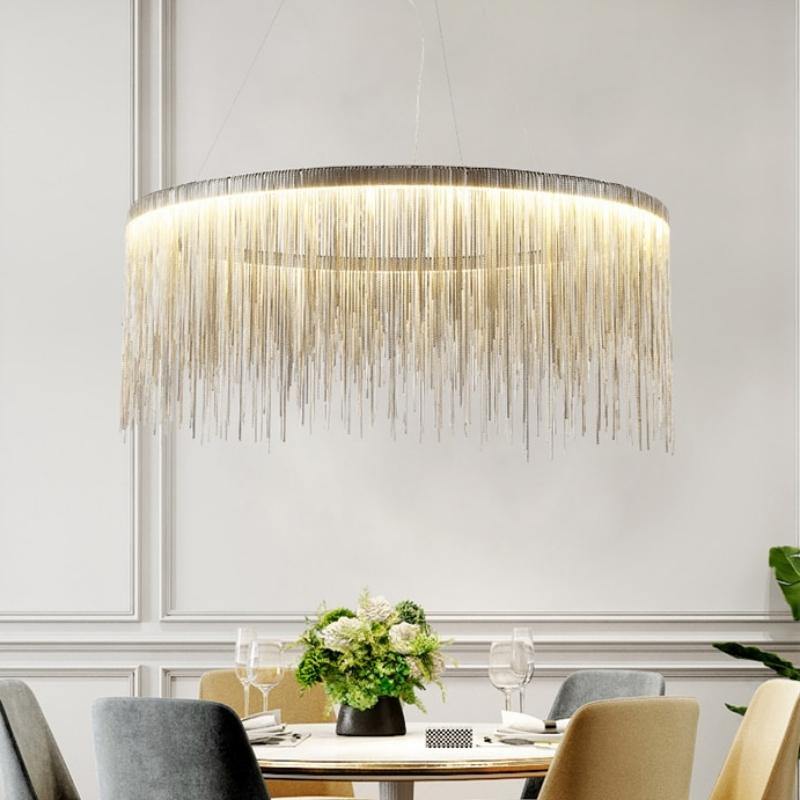 Angelina Aluminum Chain Tassel Round Chandelier