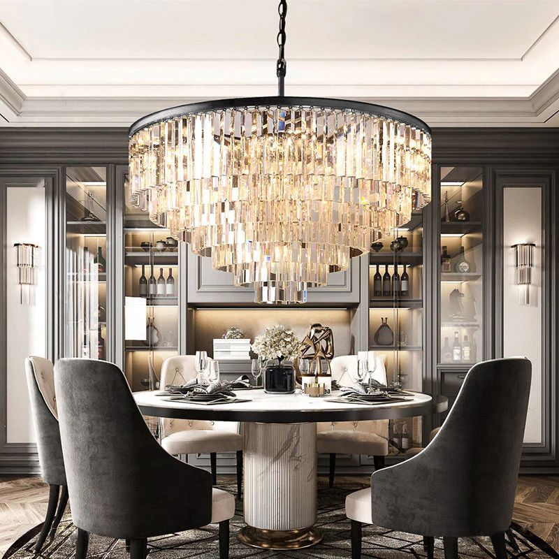 Round Crystal Pendant Light for Dining Room & Living Room 44"| Homevator