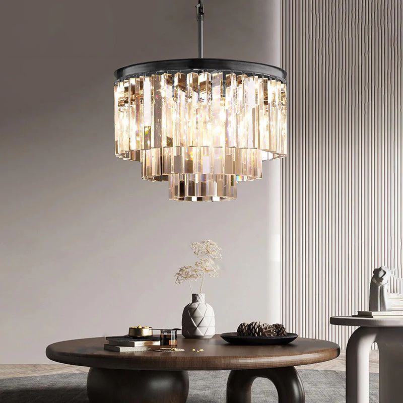 Round Crystal Pendant Light for Dining Room & Living Room 20" | Homevator