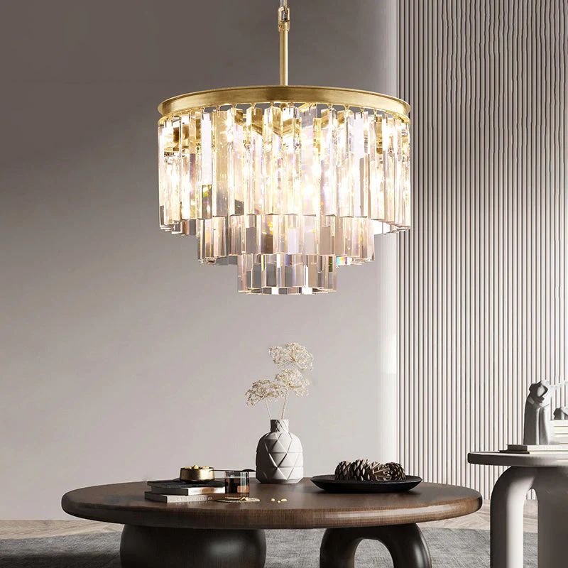 Round Crystal Pendant Light for Dining Room & Living Room 20" | Homevator