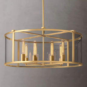 Bianca Glass Lantern Modern Round Chandelier 33"