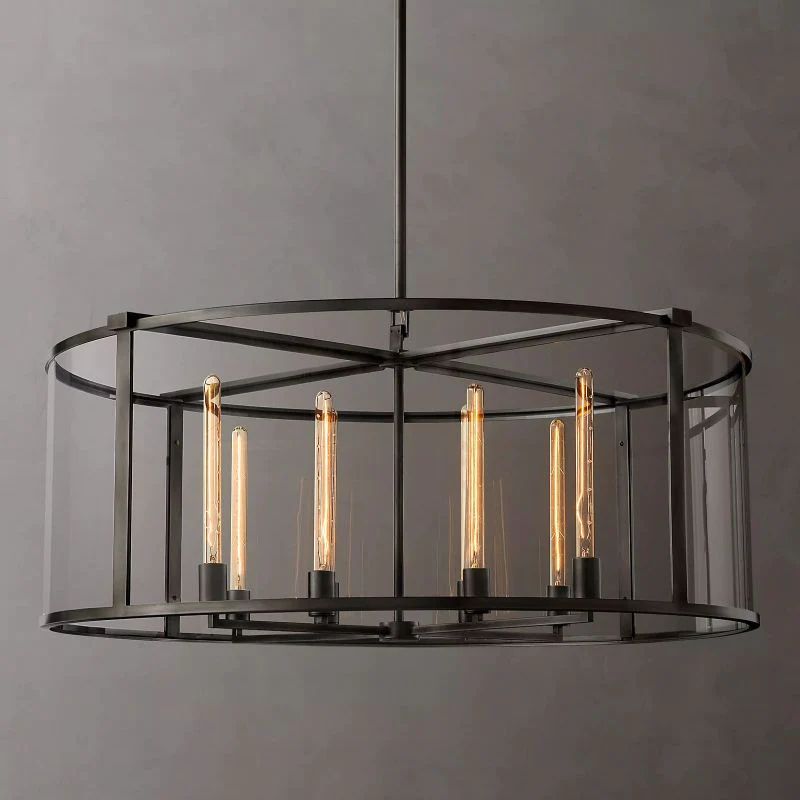 Bianca Glass Lantern Modern Round Chandelier 44"