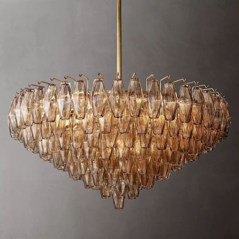 Chara Smoke Glass Tiered Round Chandelier 37"