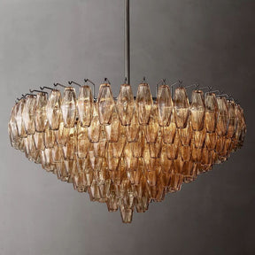 Chara Smoke Glass Tiered Round Chandelier 37"