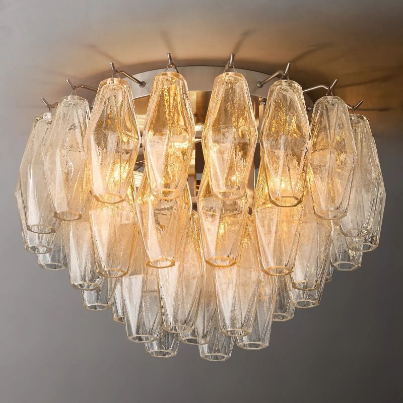 Chara Clear Glass Flush Mount Ceiling Light 17" | Homevator