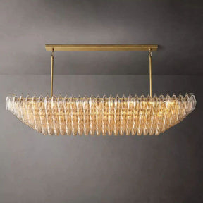 Chara Clear Glass Tiered Rectangular Chandelier 74"