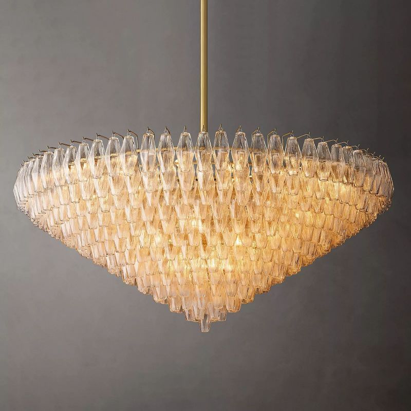 Chara Clear Glass Tiered Round Chandelier 62"