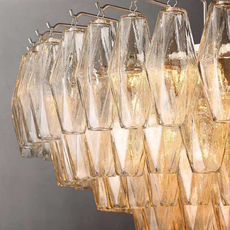 Chara Clear Glass Tiered Round Chandelier 47"