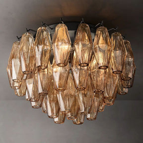 Chara Smoke Glass Flush Mount Ceiling Light 17" | Homevator