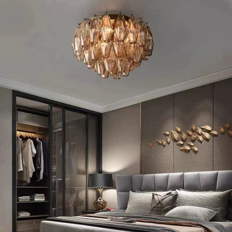 Chara Smoke Glass Flush Mount Ceiling Light 17" | Homevator