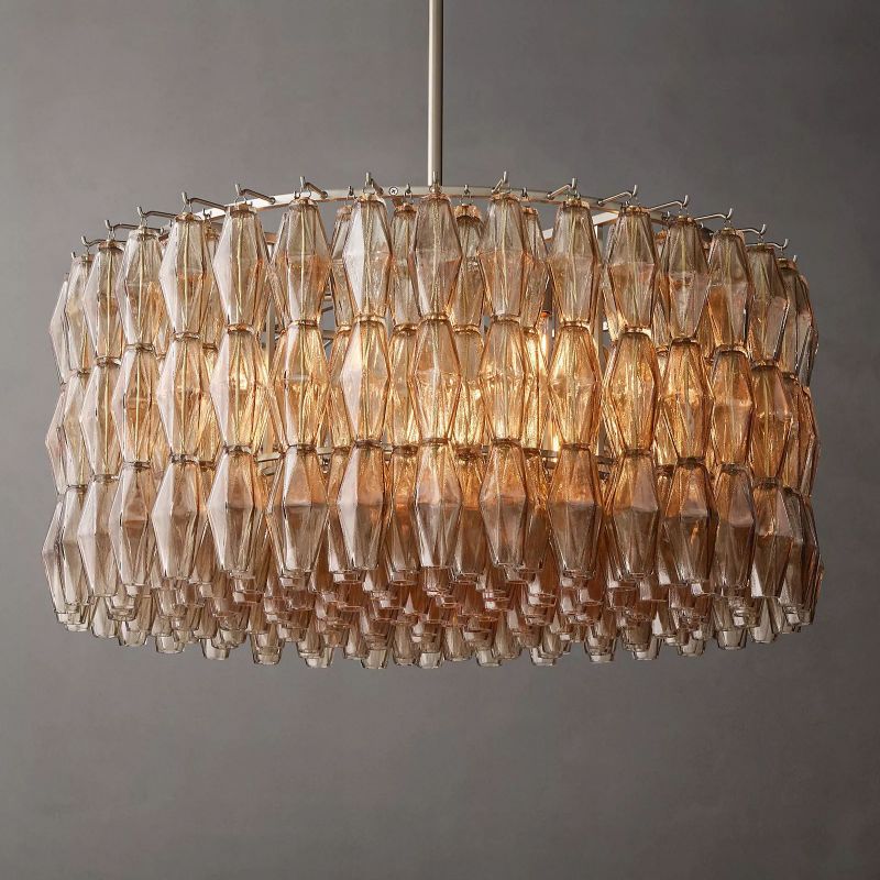 Chara Smoke Glass Round Chandelier 37"