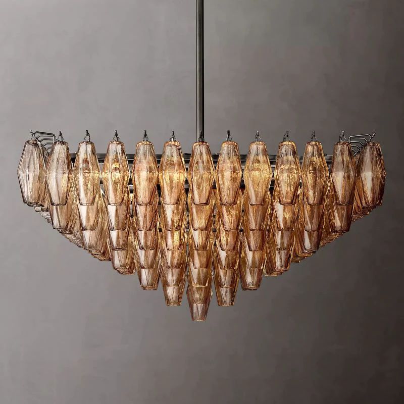 Chara Smoke Glass Square Chandelier 32"