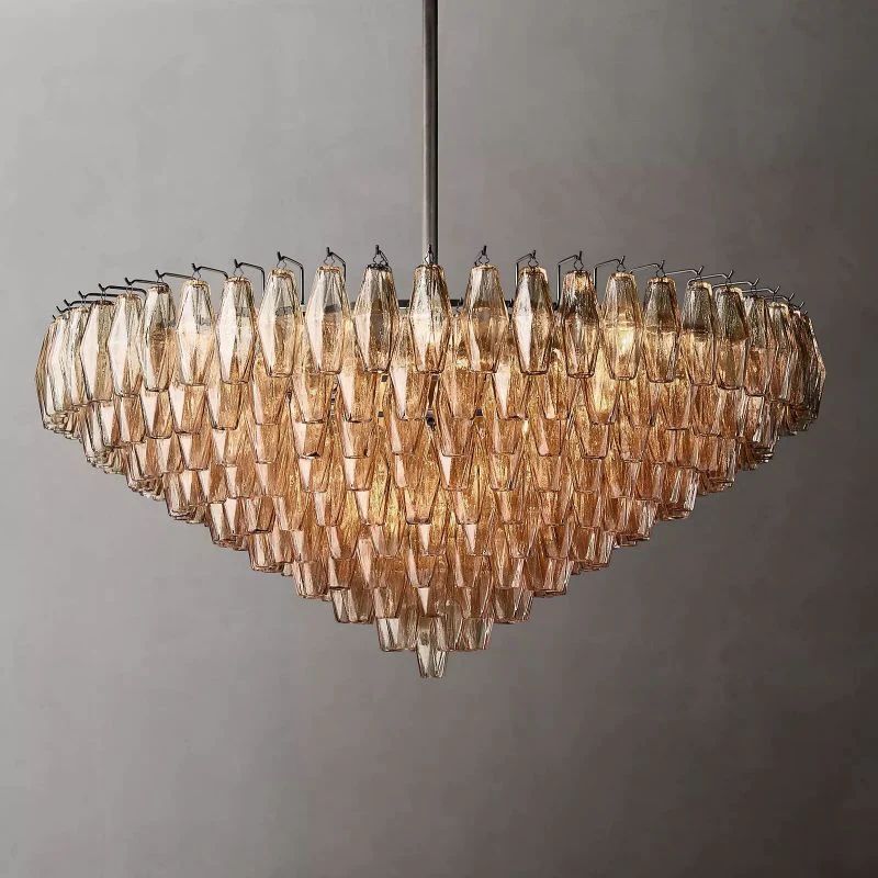 Chara Smoke Glass Tiered Round Chandelier 47"