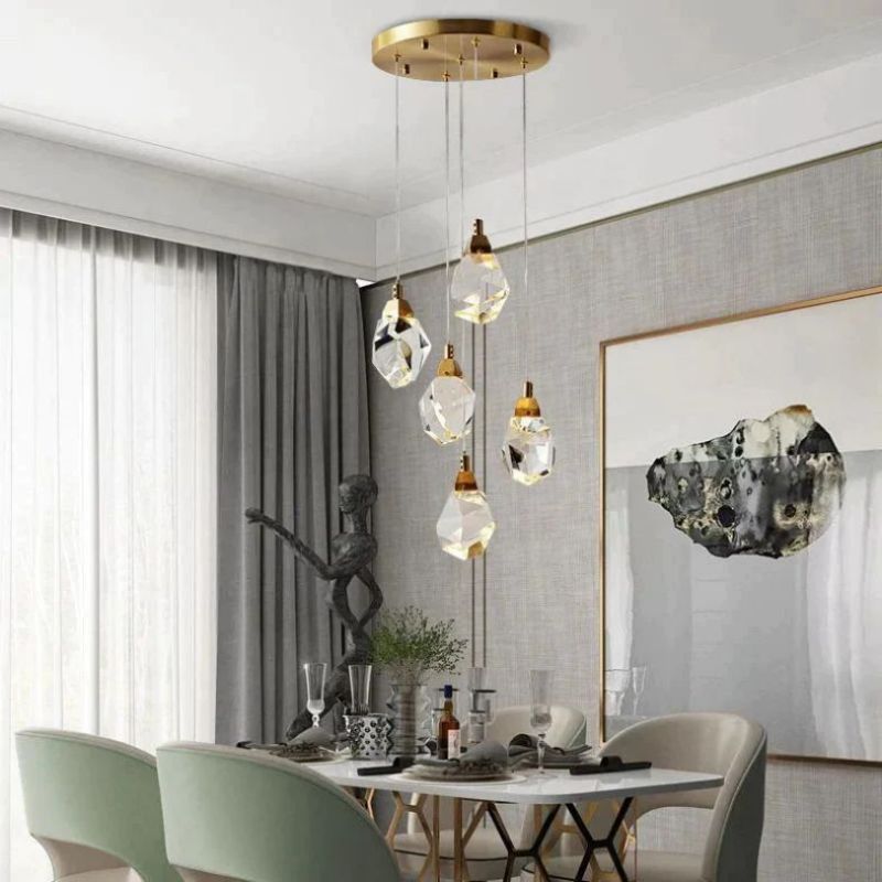 Dazzle Faceted Round Pendant For Dining Room