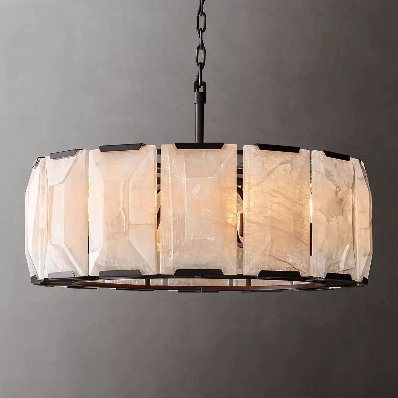 Huxley Calcite Alabaster Round Chandelier 31"