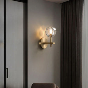 Cristal Brass Clear Glass Short Wall Sconce | Homevator