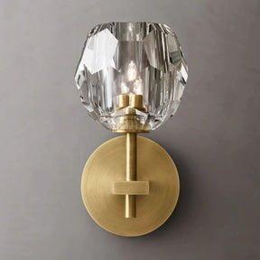 Cristal Brass Clear Glass Short Wall Sconce | Homevator