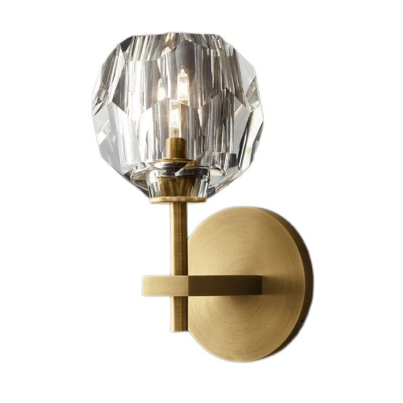 Cristal Brass Clear Glass Short Wall Sconce | Homevator