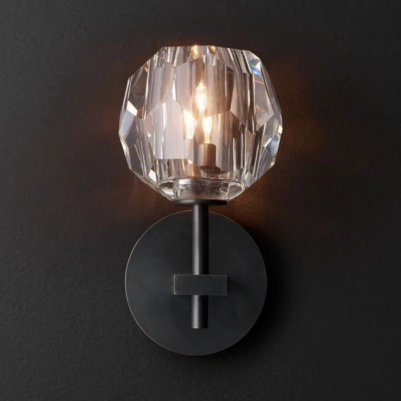 Cristal Brass Clear Glass Short Wall Sconce | Homevator