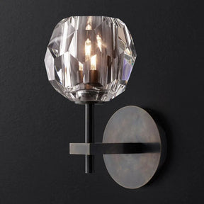 Cristal Brass Clear Glass Short Wall Sconce | Homevator