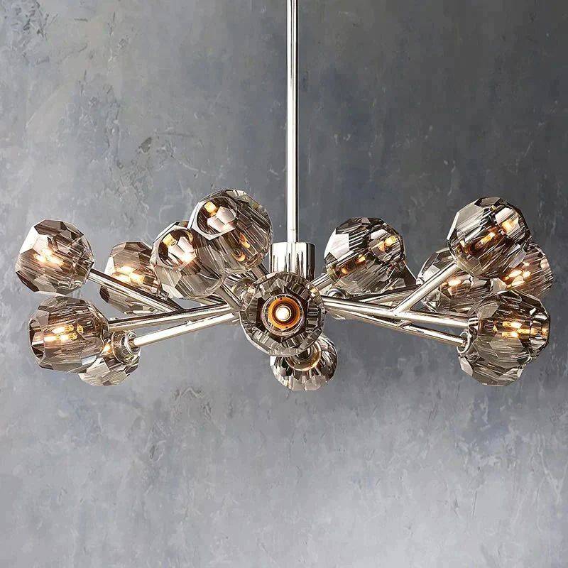 Cristal Glass Round Chandelier 36"