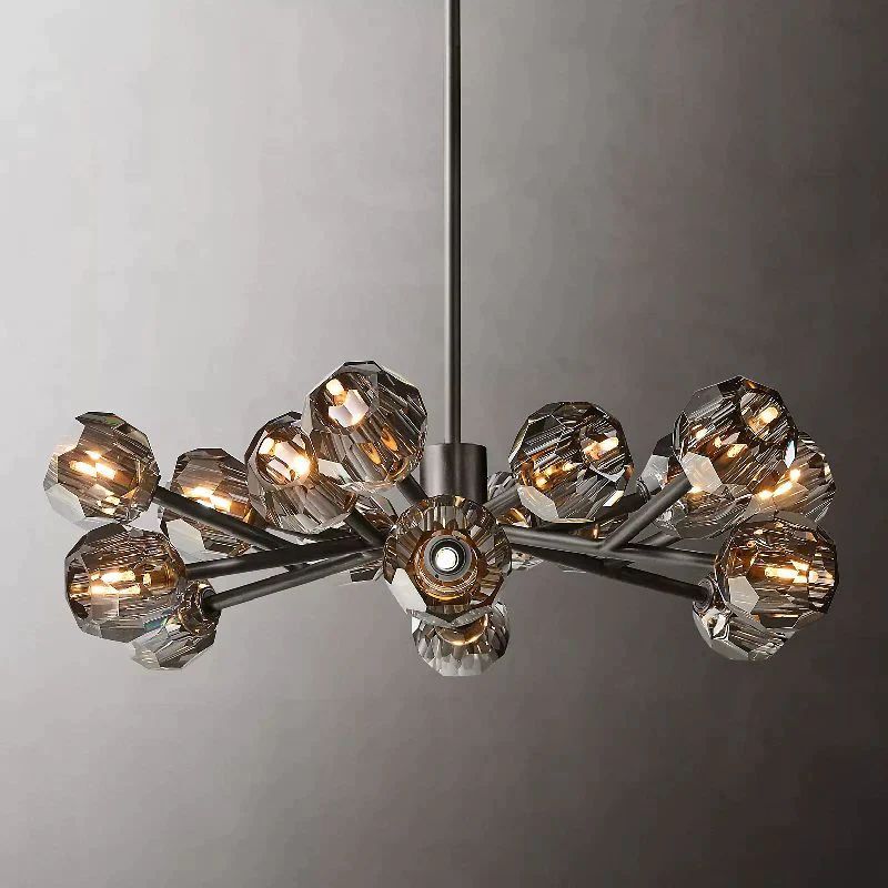 Cristal Glass Round Chandelier 36"