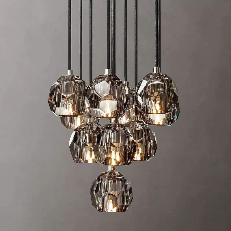 Cristal Glass Round Cluster Chandelier 14"