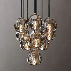 Cristal Glass Round Cluster Chandelier 14"