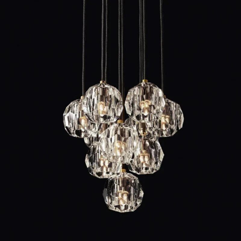 Cristal Glass Round Cluster Chandelier 14"