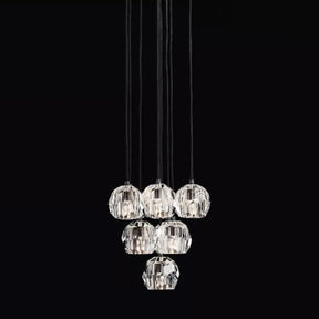 Cristal Glass Round Cluster Chandelier 14"