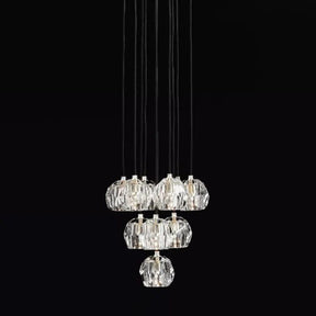 Cristal Glass Round Cluster Chandelier 14"