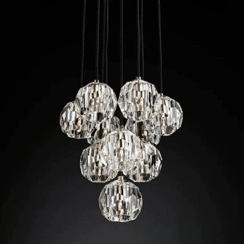 Cristal Glass Round Cluster Chandelier 14"