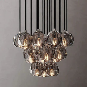 Cristal Glass Round Cluster Chandelier 19"