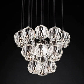 Cristal Glass Round Cluster Chandelier 19"