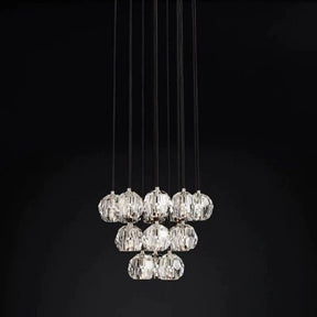 Cristal Glass Round Cluster Chandelier 19"