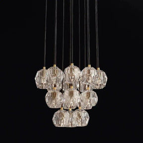 Cristal Glass Round Cluster Chandelier 19"