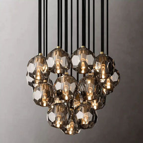 Cristal Glass Round Cluster Chandelier 19"