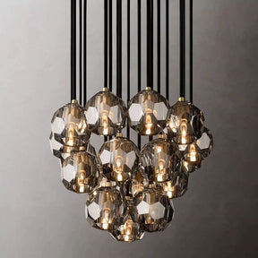 Cristal Glass Round Cluster Chandelier 19"