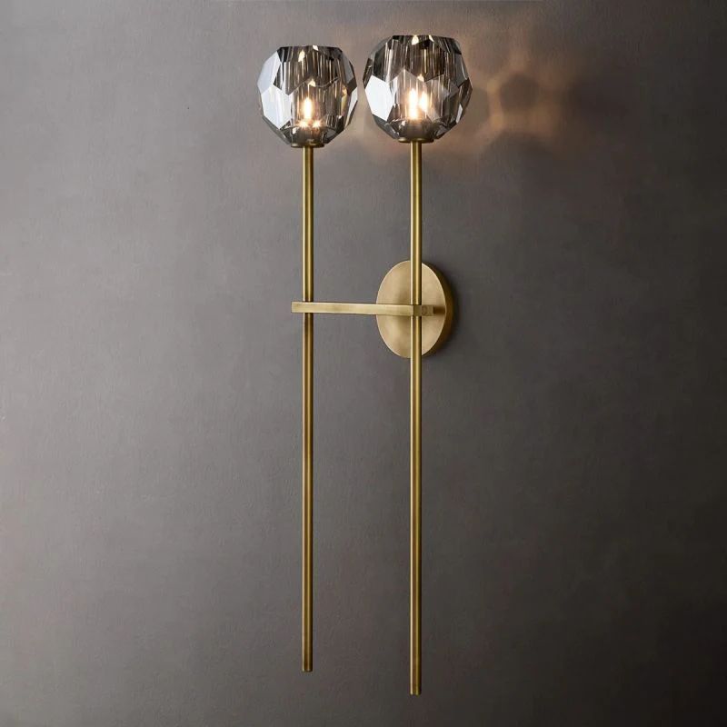 Cristal Smoke Glass Double Grand Wall Sconce