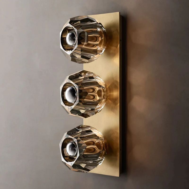 Cristal Smoke Glass Linear Short Wall Sconce