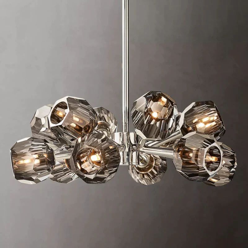 Cristal Smoke Glass Round Chandelier 24"