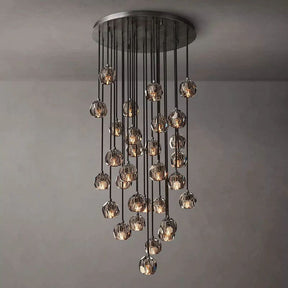 Cristal Smoke Glass Round Cluster Chandelier 30"