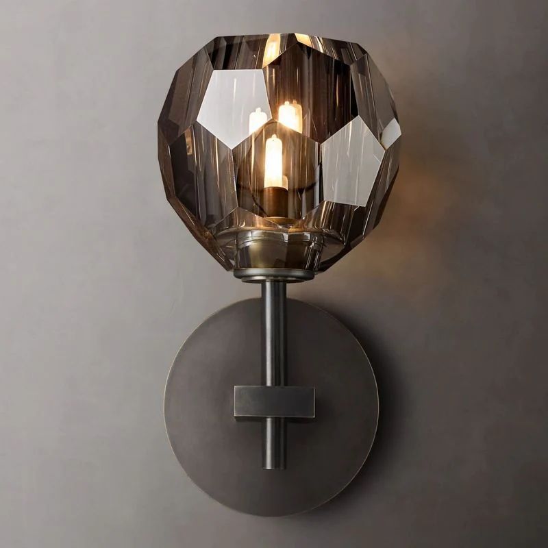 Cristal Smoke Glass Short Wall Sconce