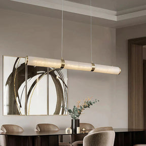 Alan Linear Alabaster Modern Chandelier, Chandelier For Dining Room