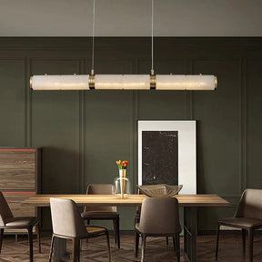 Alan Linear Alabaster Modern Chandelier, Chandelier For Dining Room